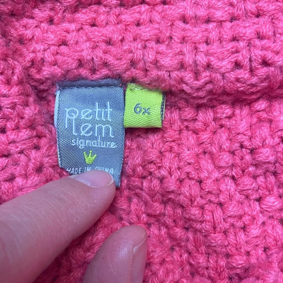 Petit Lem Pink Cable Knit  Granny Cardigan, size 6 - Picture 3 of 6